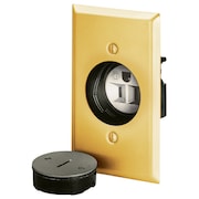 BRYANT Straight Blade Device, Floor Mounted, Receptacle and Plate, 15A 125V, 5-15R, Smooth Brushed Brass 3799G